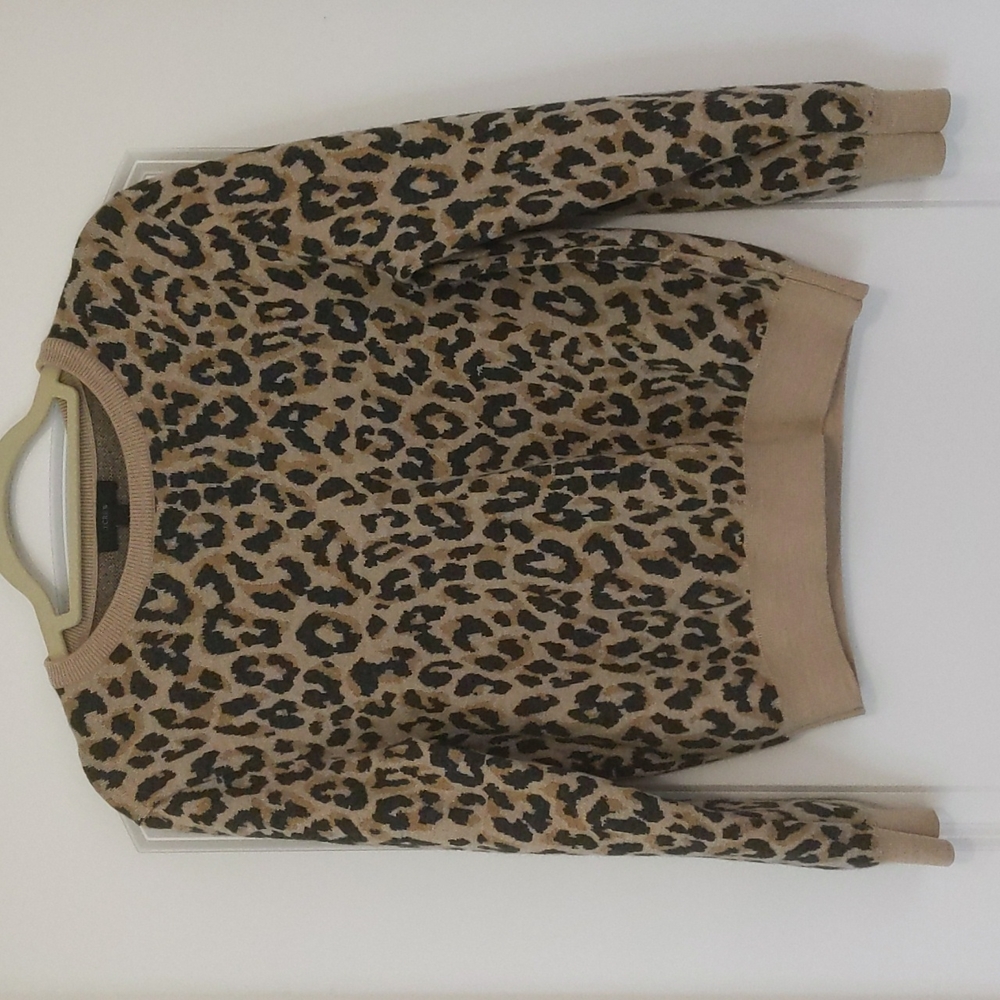 J.Crew Cheetah Wool Sweater Size L